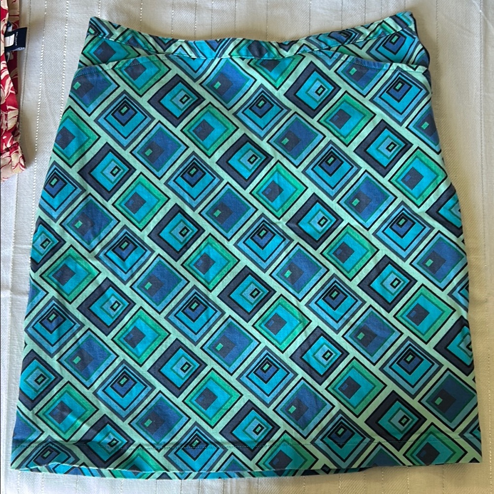 Geometric Blue and Green Skirt